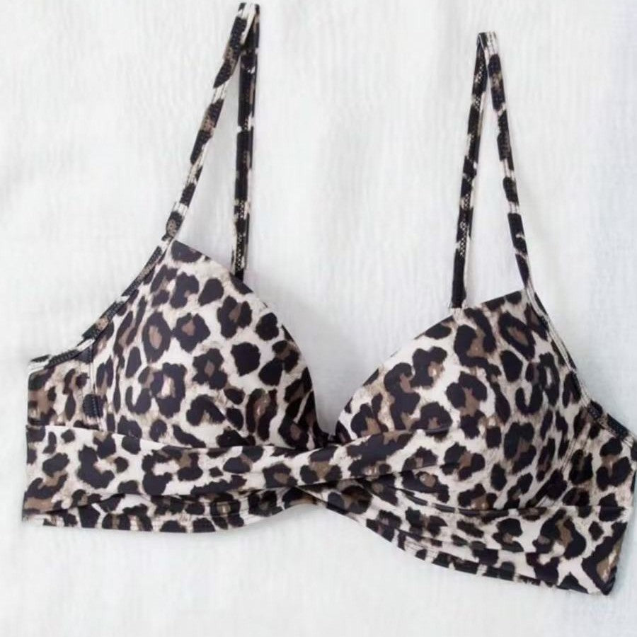 Damen Hoch tailliertes Bikini-Set mit gepolstertem Oberteil und animalischem Muster Drune