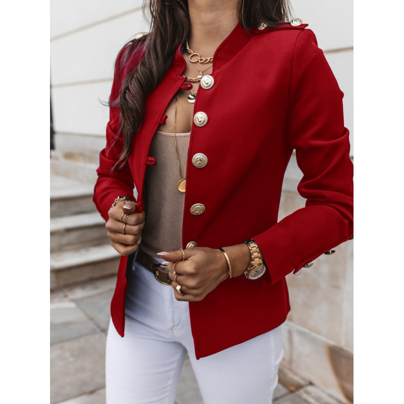 Damen modischer Blazer mit knopfverzierten Details Drune