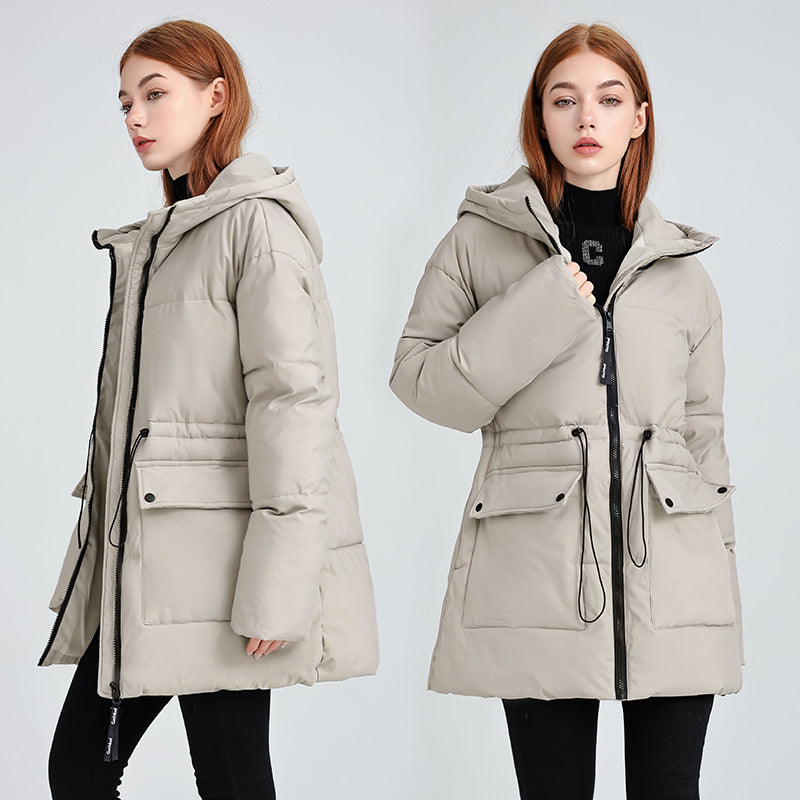 Damen isolierte Parkajacke mit verstellbarem Taillenzug und praktischen Taschen Drune