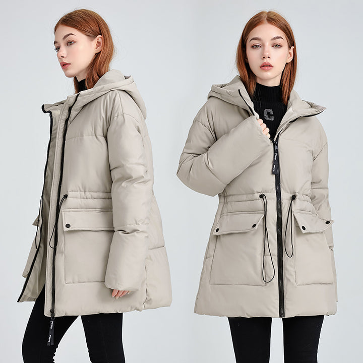 Damen isolierte Parkajacke mit verstellbarem Taillenzug und praktischen Taschen Drune