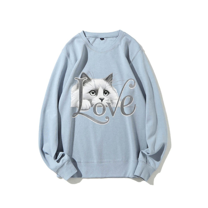 Damen Sweatshirt mit verspieltem Katzenmotiv und lässigem Schnitt Drune