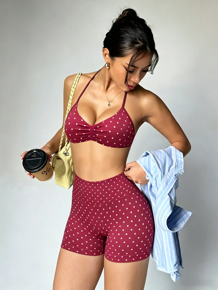 Damen Sportliches Bikini-Set mit hochgeschnittenen Shorts und elastischer Unterstützung Drune