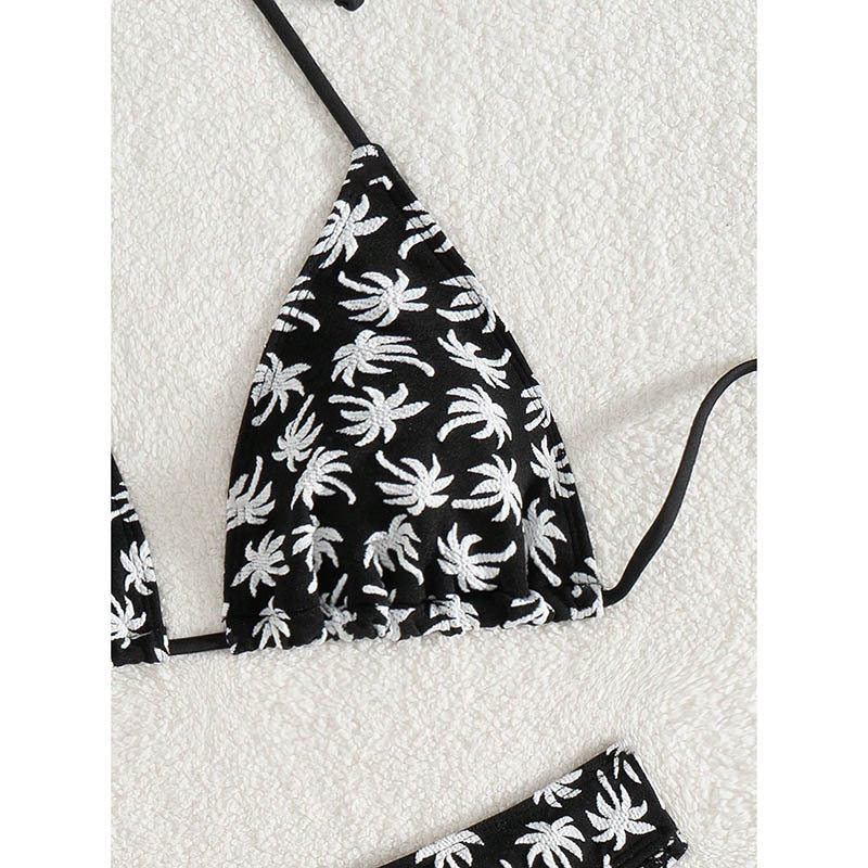 Damen Triangel-Bikini mit floralem Palmendruck Drune