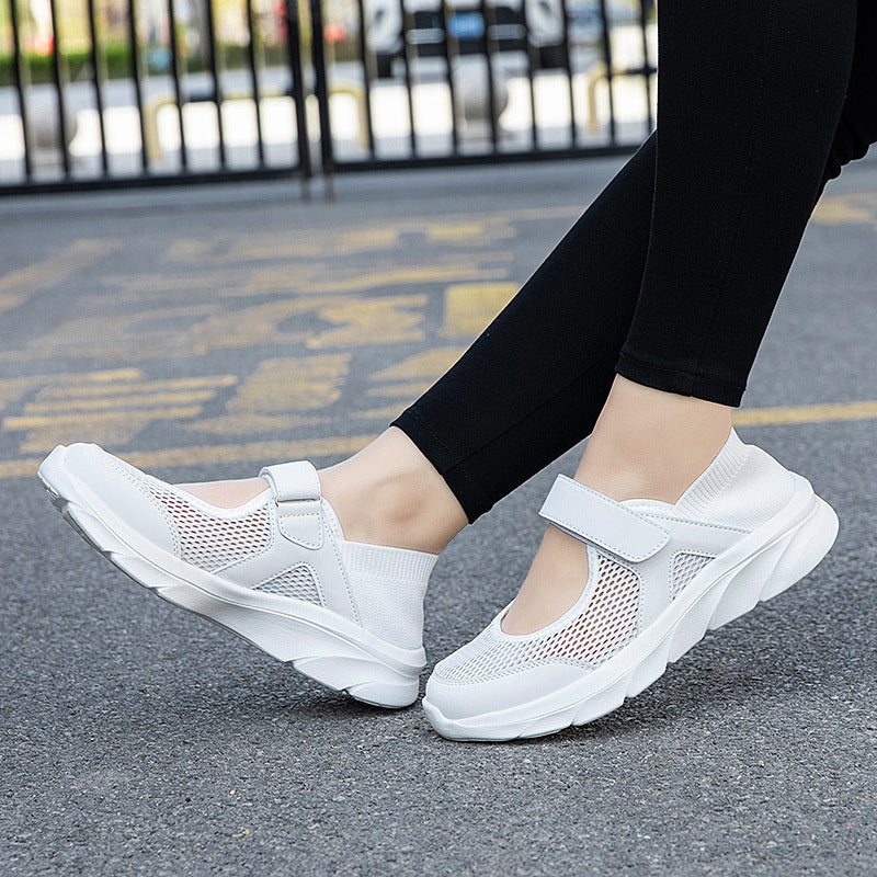 Damen nan Komfort-Riemchen-Sneaker mit Klettverschluss nahtlosem Strickschaft und dämpfender Leichtsohle Drune