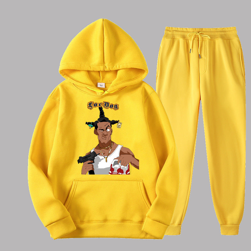 Damen lässiges Hoodie- und Jogginghose-Set mit künstlerischem Grafikdruck Drune