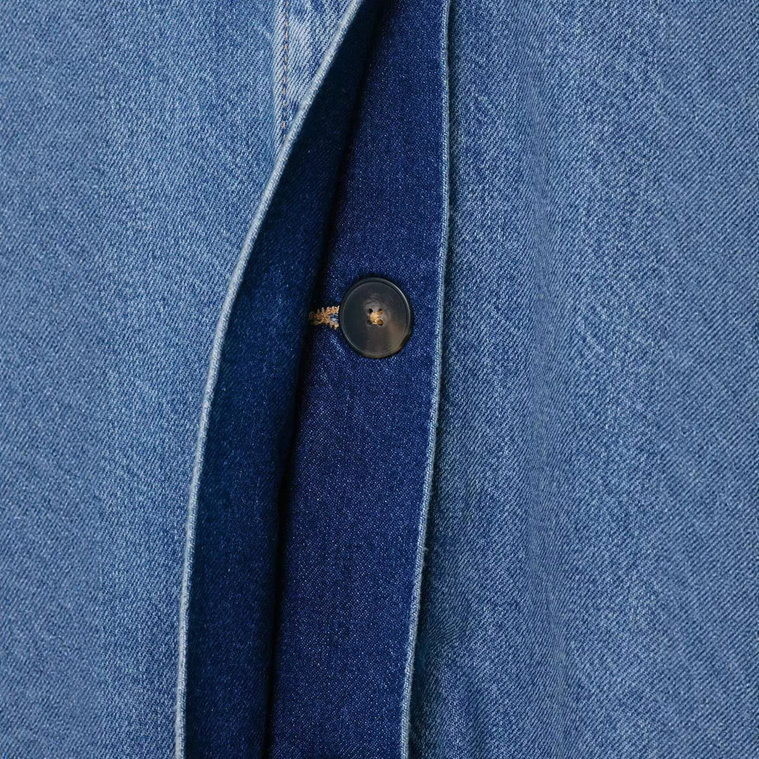 Damen nan cropped Boxy-Denimjacke mit hohem Wickel- bzw. Stehkragen und verdeckter Knopfleiste Drune