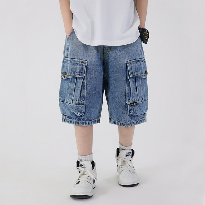 Jungen Cargo-Shorts aus leichtem Denim Drune