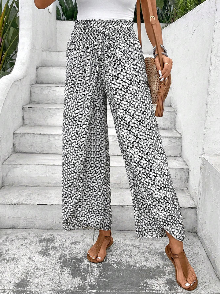 Damen weite Sommerhose mit elastischem Bund und floralem Design Drune