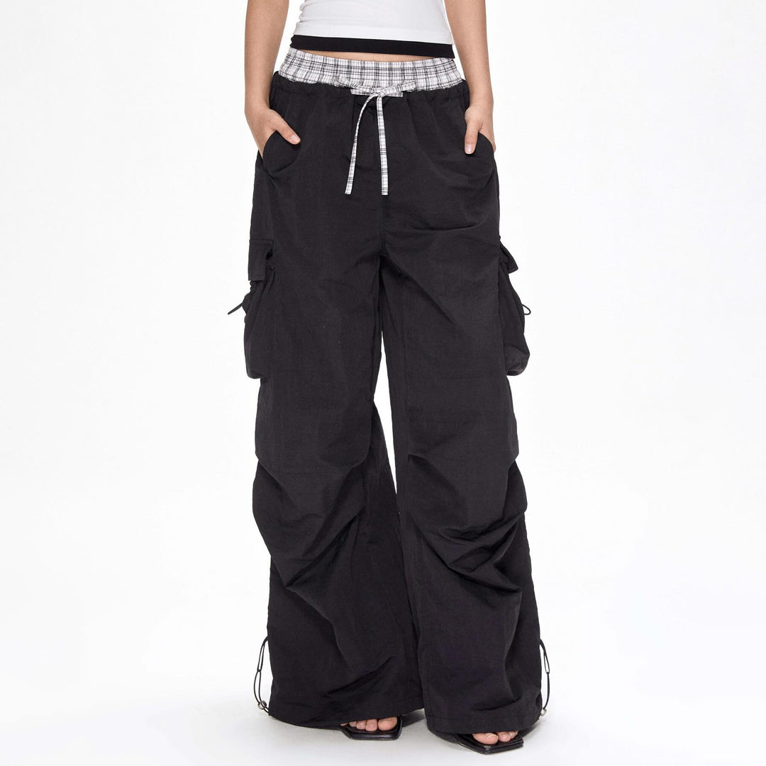 Damen Cargo-Hose mit breitem Bein und verstellbarem Bund Drune