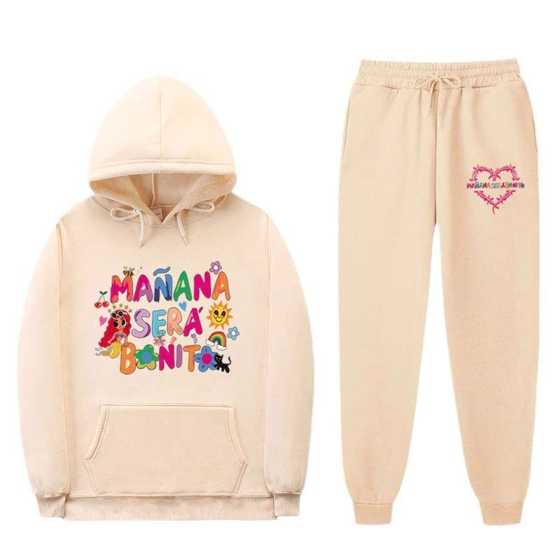 Damen Sweatshirt- und Jogginghose-Set mit buntem Aufdruck Drune