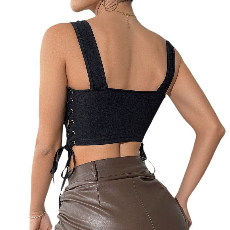 Damen Korsett-Crop-Top mit seitlichem Schnürdetails Drune
