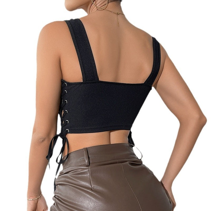 Damen Korsett-Crop-Top mit seitlichem Schnürdetails Drune
