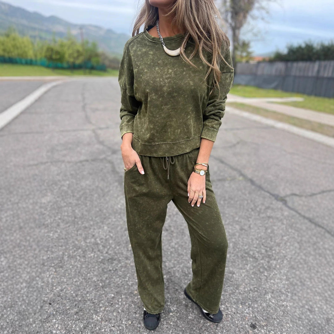 Damen lässiger Sweatshirt- und Jogginghosen-Set Drune