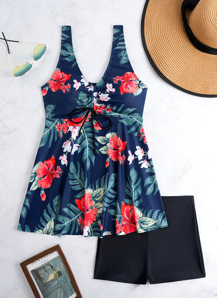 Damen Tankini-Set mit floralem Design und verstellbarem Oberteil Drune