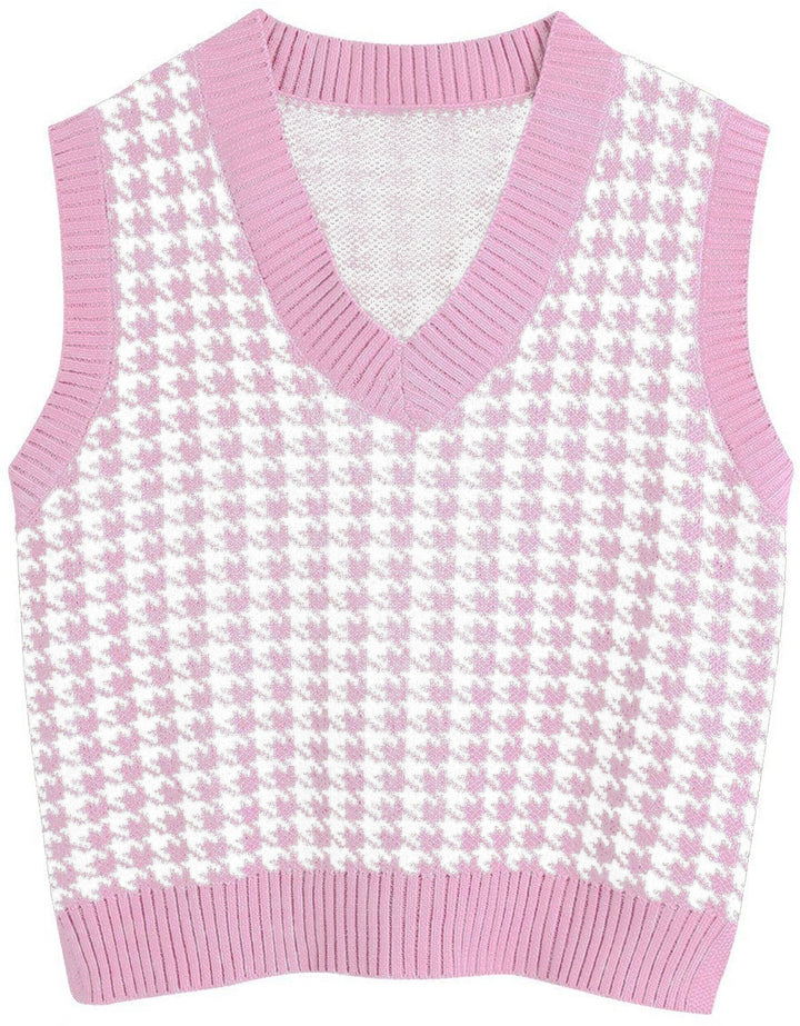 Damen Strickweste mit modernem Hahnentritt-Muster Drune