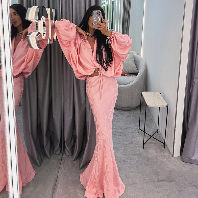 Damen Elegantes und luftiges Ensemble mit voluminösen Ärmeln Drune