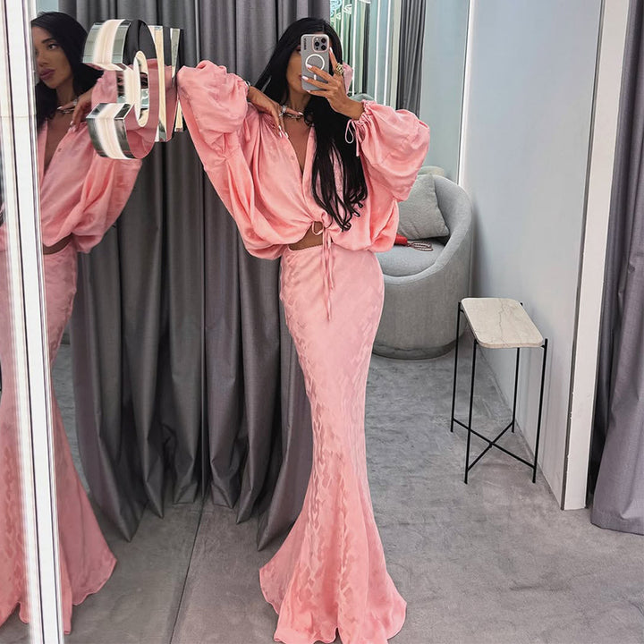 Damen Elegantes und luftiges Ensemble mit voluminösen Ärmeln Drune