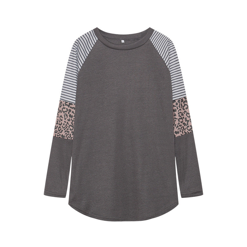 Damen Sportliches Langarmshirt mit tierischem Muster und modernem Streifendesign Drune