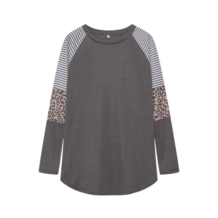 Damen Sportliches Langarmshirt mit tierischem Muster und modernem Streifendesign Drune