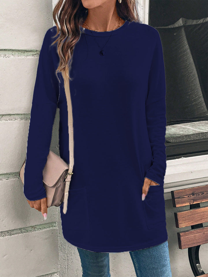 Drune | Sweatshirt - Relaxed Fit - Baumwollmischung - Tunika-Länge - Rundhalsausschnitt - Hüfttaschen