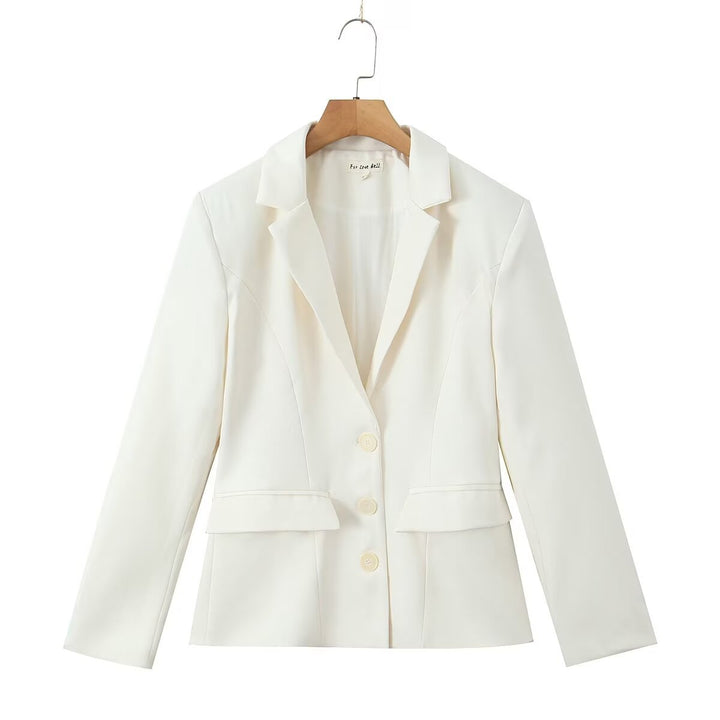 Damen elegante Blazerjacke mit tailliertem Schnitt und klassischem Revers Drune