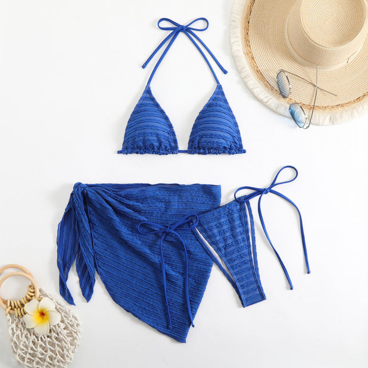 Damen Triangel-Bikini mit rüschendetails und modischer Wickelrock-Optik Drune