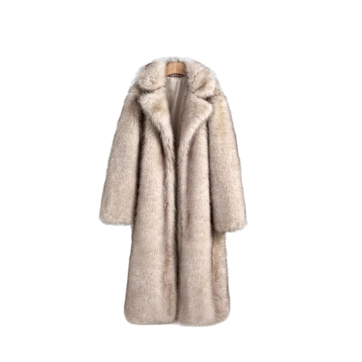 Damen Eleganter Pelzmantel mit großen Taschen Drune