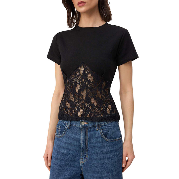 Damen Elegantes Oberteil aus Spitze und Jersey Drune