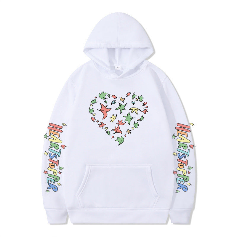 Damen Kapuzenpullover mit kreativem Herz- und Blattmotiv Drune
