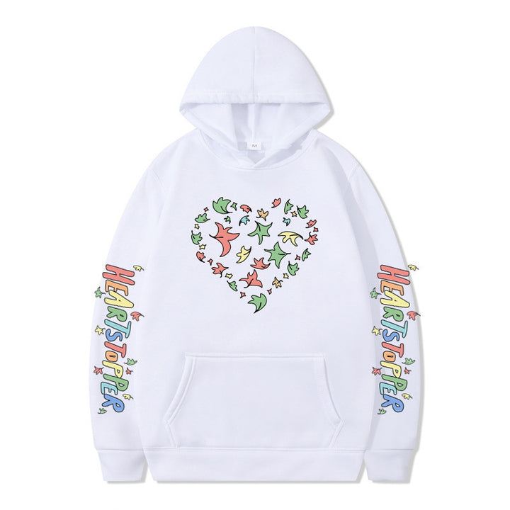 Damen Kapuzenpullover mit kreativem Herz- und Blattmotiv Drune