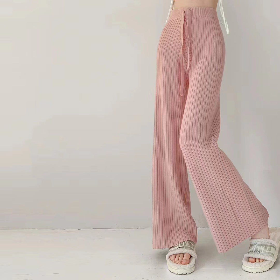 Damen Plissierte High-Waist-Hose mit elastischem Bund Drune