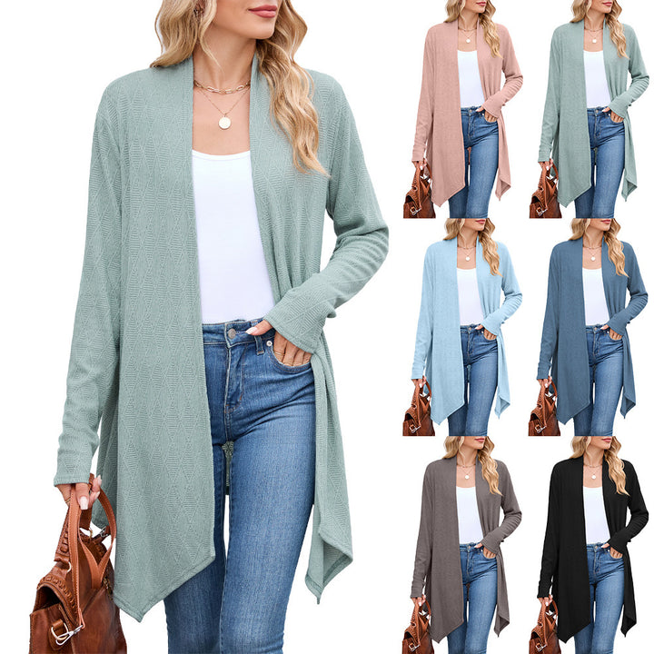 Damen Strickjacke mit asymmetrischem Schnitt und Strukturmuster Drune