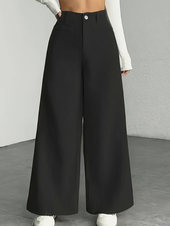 Damen Weite Cordhose mit hohem Bund und langem Schnitt Drune