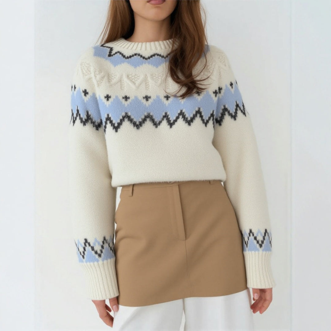 Damen Strickpullover mit grafischem Muster und weichem Material Drune