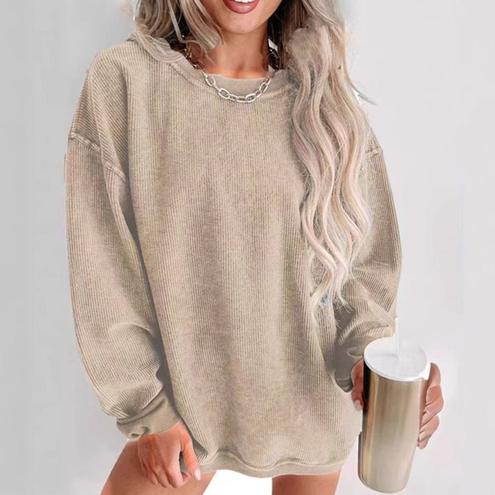 Damen Lässiges Sweatshirt mit Rippstruktur und weitem Schnitt Drune