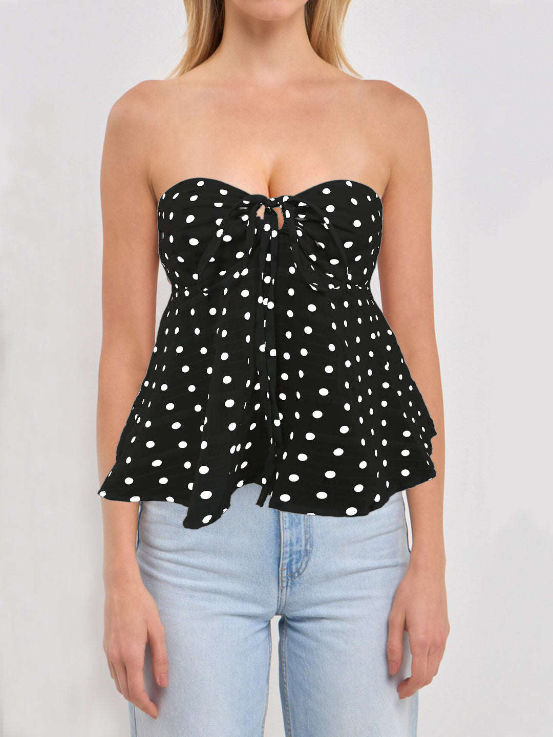 Damen Bandeau-Bluse mit floralem Design und Raffung Drune