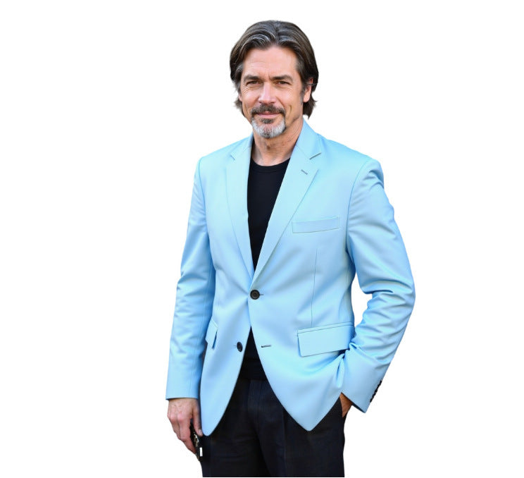 Herren nan taillierter Business-Blazer aus Stretchgewebe mit Brusttasche und schlanker Silhouette Drune