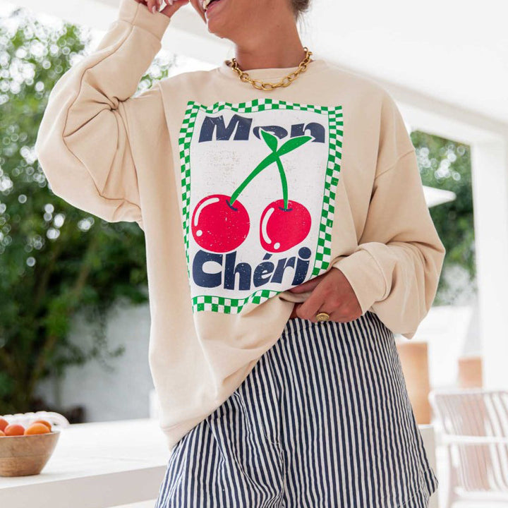 Damen Sweatshirt mit kreativem Obstmotiv und lässigem Schnitt Drune