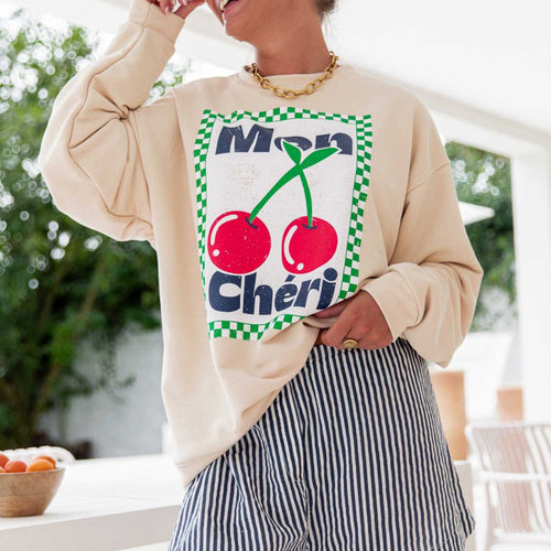 Damen Sweatshirt mit kreativem Obstmotiv und lässigem Schnitt Drune