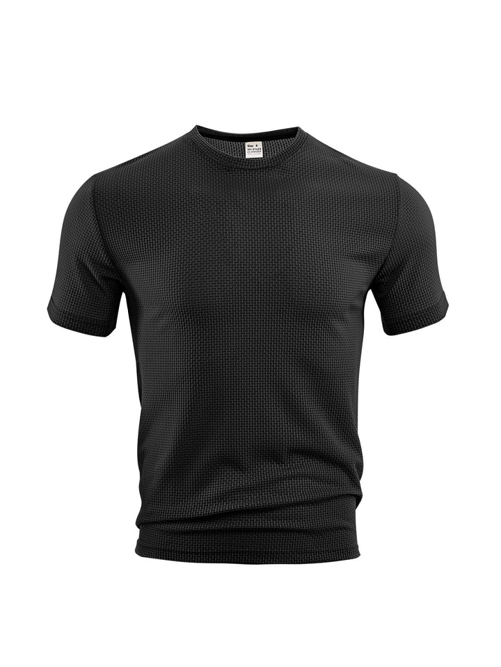 Herren nan Waffelstruktur-T-Shirt mit Rundhalsausschnitt und körpernaher Passform Drune