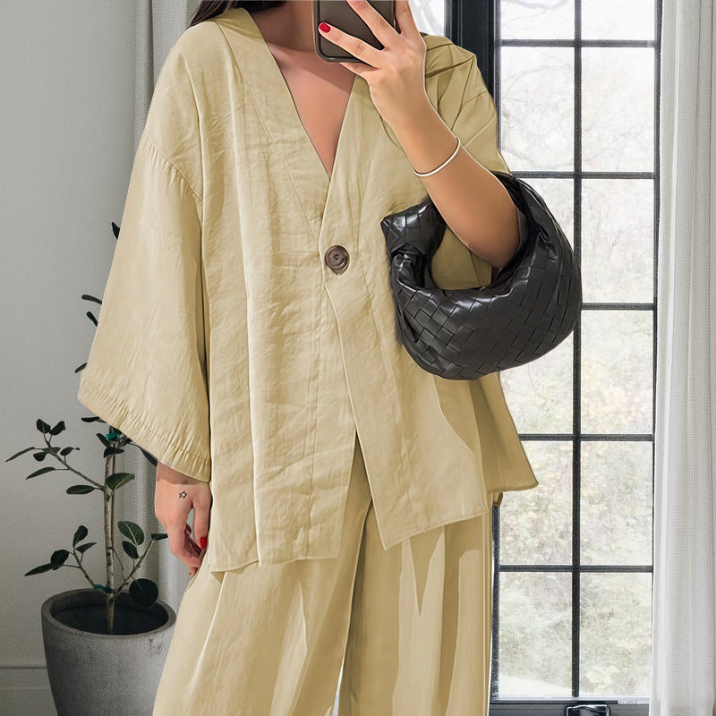 Damen Elegante Kimono-Jacke mit weiten Ärmeln und lockerer Passform Drune