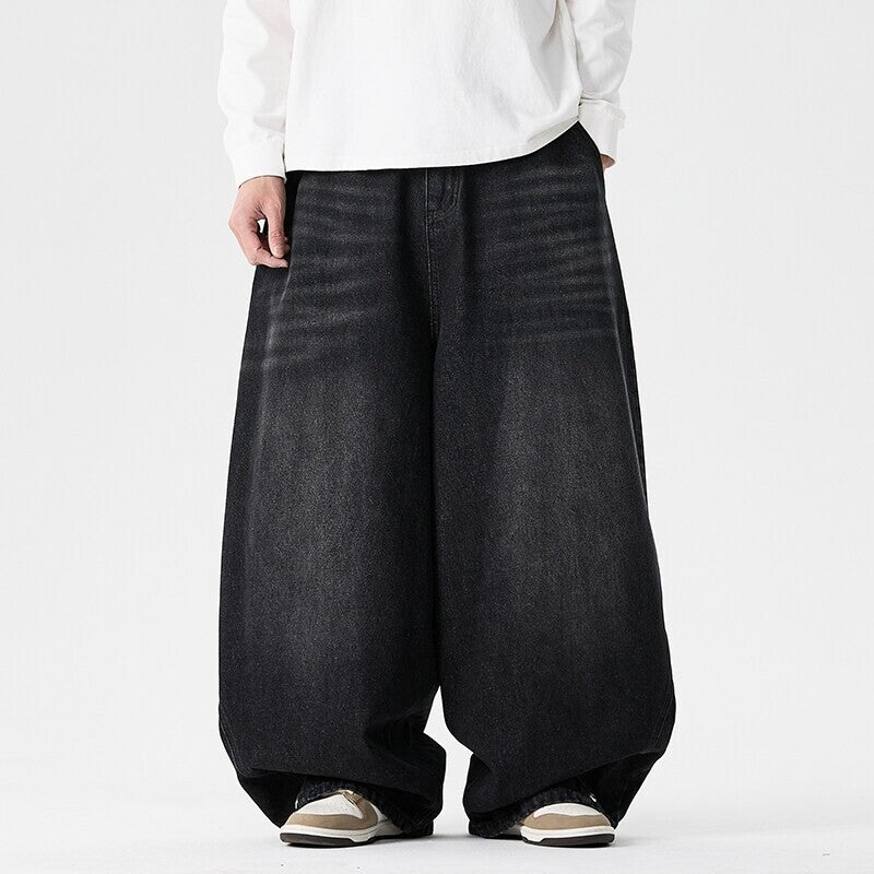Herren nan extraweite Baggy-Jeans mit tiefem Schritt, relaxed Low-Crotch Schnitt und weitem Saum Drune