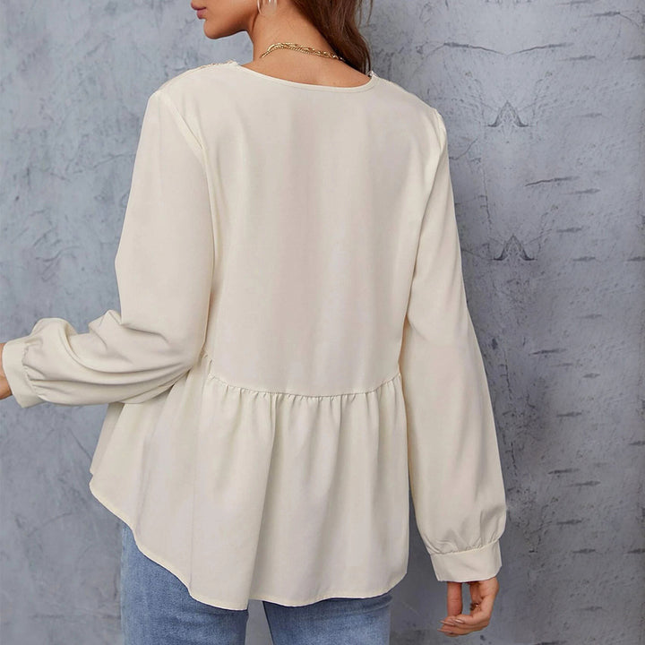Damen Bluse mit bereicherten Ärmeln und Spitze Drune