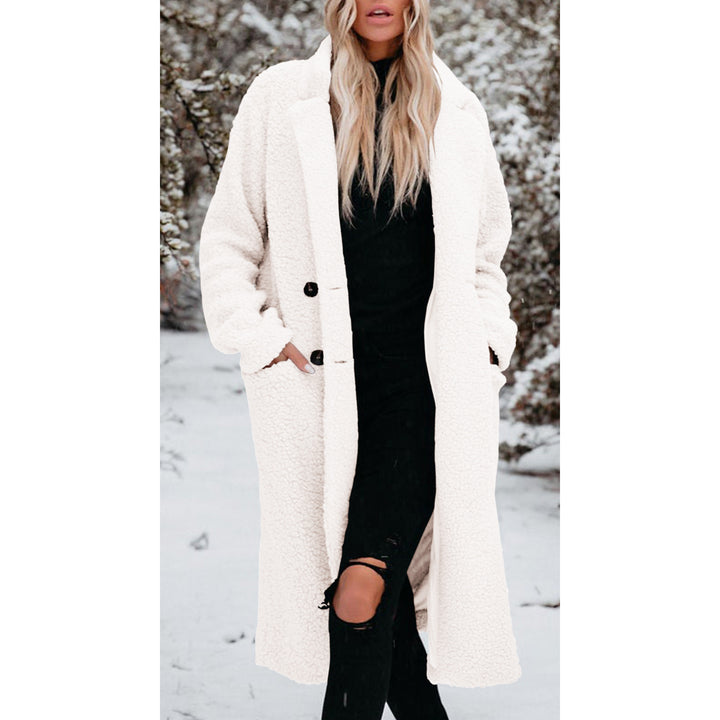 Damen Oversized Teddy-Mantel mit Knopfverschluss und praktischen Taschen Drune