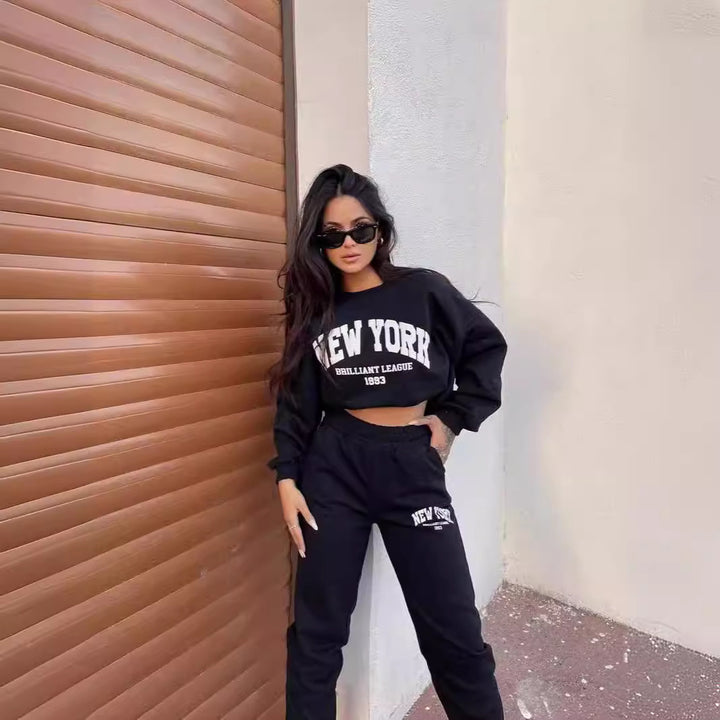 Damen lässiges Sweatshirt und Jogginghose Set Drune