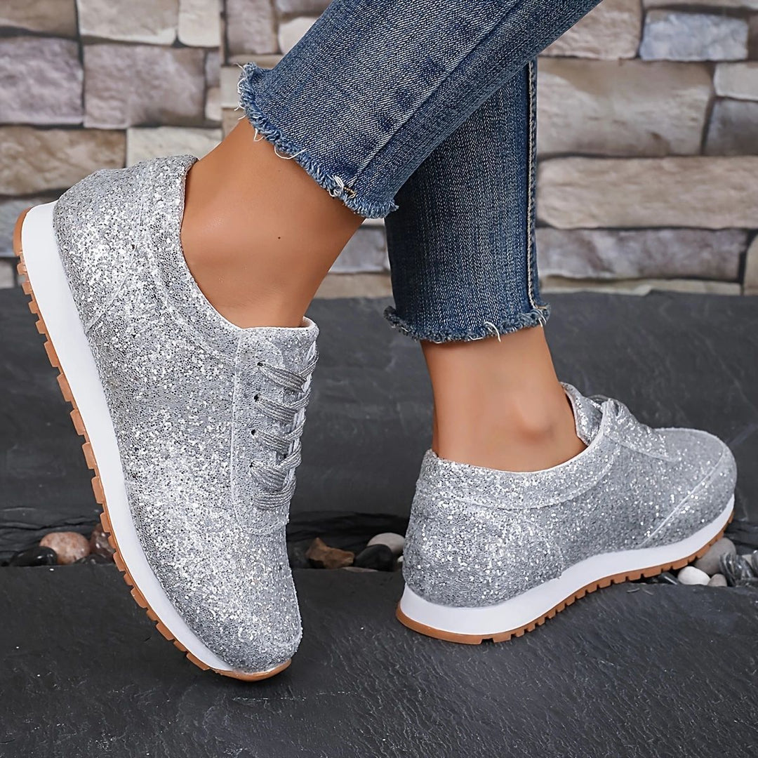 Damen Glitzernde Freizeitschuhe mit rutschfester Sohle und gepolstertem Fußbett Drune