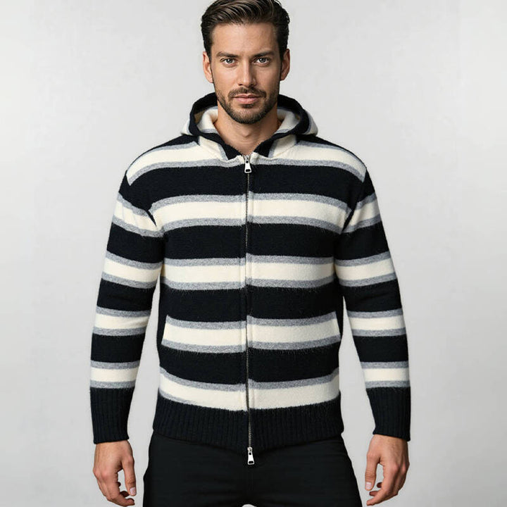 Herren gestreifte Kapuzenjacke aus weichem Material Drune