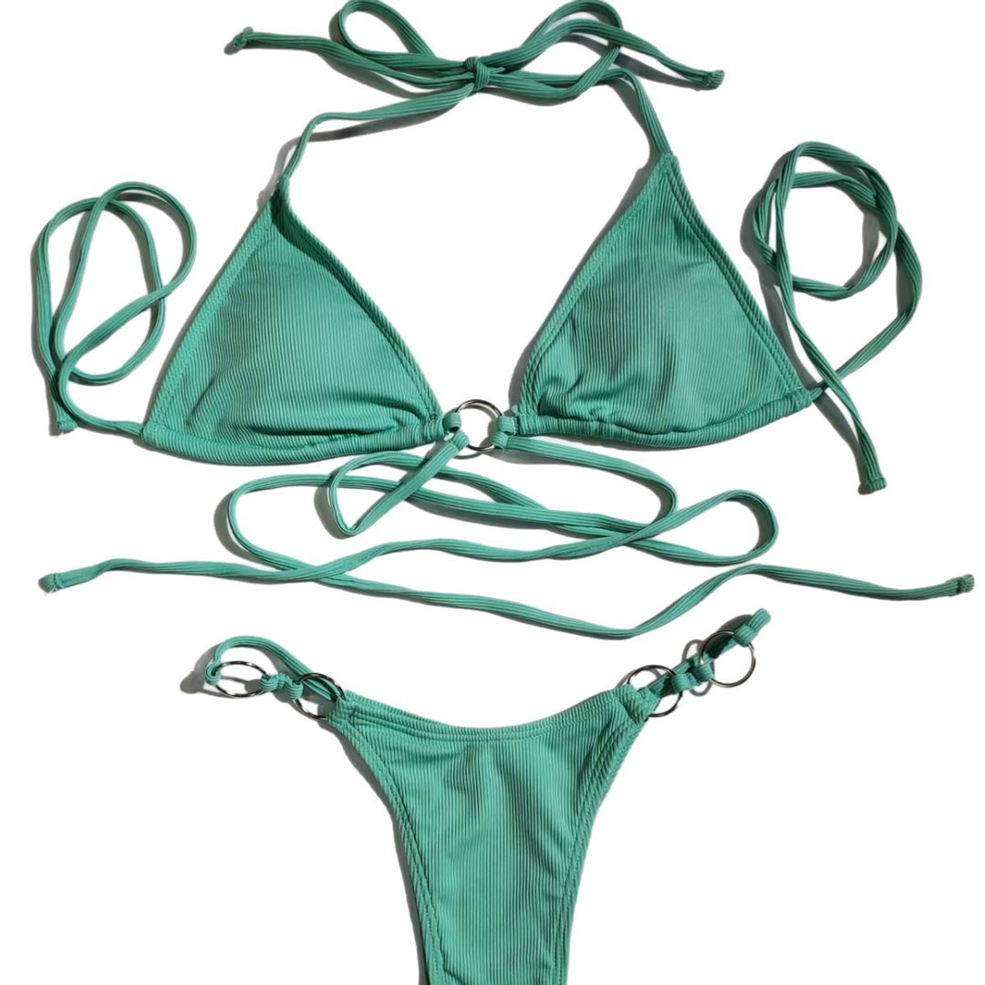 Damen Triangel-Bikini mit dekorativen Ringen Drune