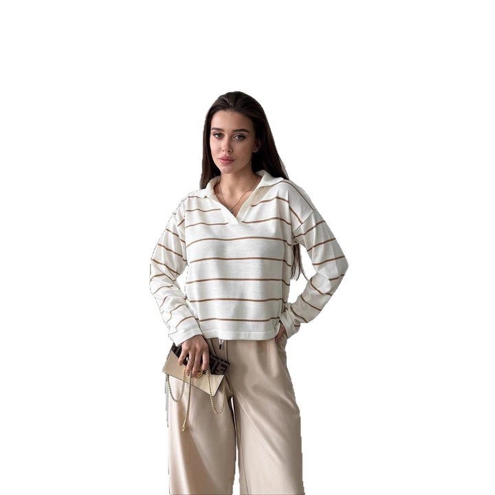 Damen lässiger Pullover im Streifen-Design Drune