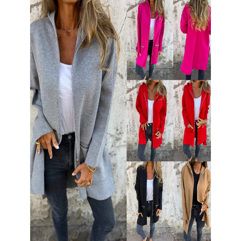 Damen eleganter Jacke mit Reißverschluss und Taschen Drune